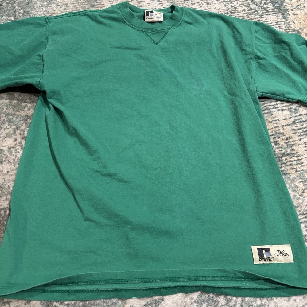 vintage 1990s Russell Athletic "Pro Cotton" blank t-shirt Green Large
